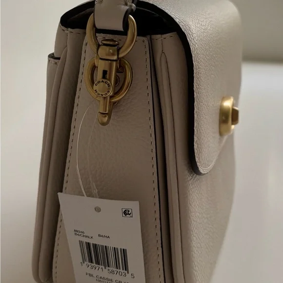 Coach Cassie Crossbody Bag Chalk Pebbled Leather Brass hardware - Picture 9 of 11